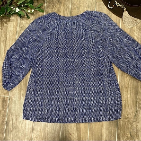 Joie royal blue white checkered geo print  blouse - Picture 3 of 7